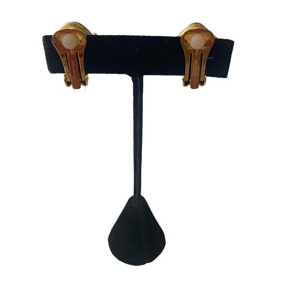 Kenneth Jay Lane Couture Collection Amythest Colored Yellow Gold Clip Earrings - Picture 5 of 7